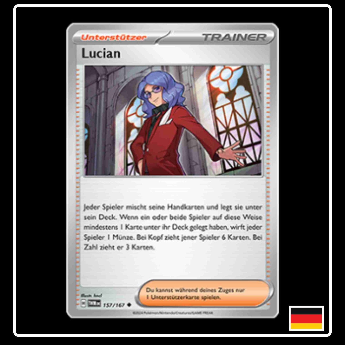 Lucian Pokemon Karte 157/167 aus dem Set Maskerade im Zwielicht