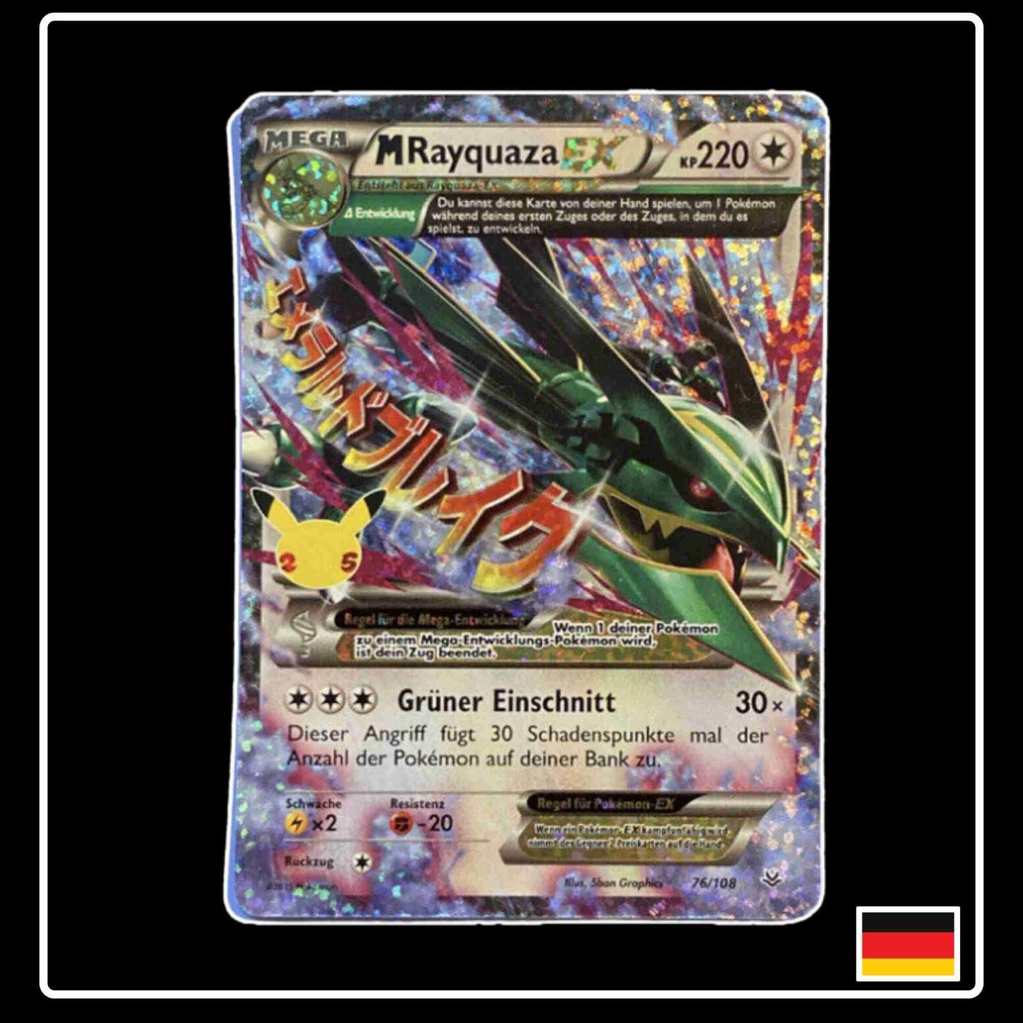 M Rayquaza EX 76/108 Reprint Pokemon Karte aus dem Set Celebrations