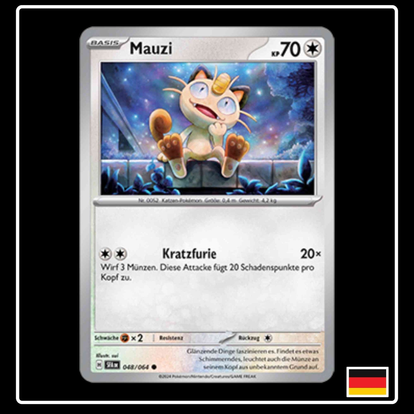 Mauzi 048/064 Pokemon Karte aus Karmesin und Purpur Nebel der Sagen