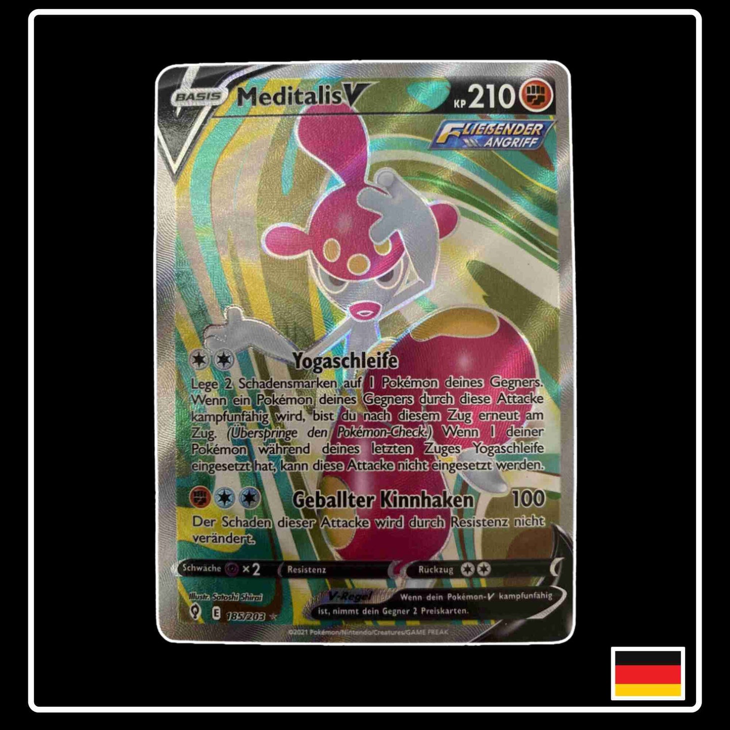 Meditalis V Full Art 185/203 Pokemon Karte aus dem Set Drachenwande