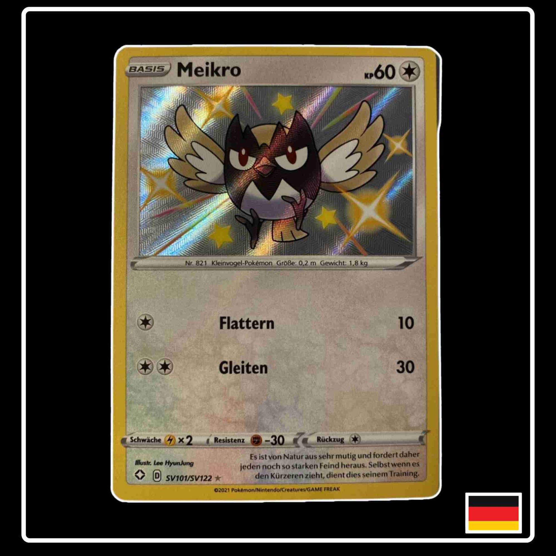 Pokemon Karte Meikro Shiny SV101/SV122 aus dem Schwert & Schild Set Glänzendes Schicksal