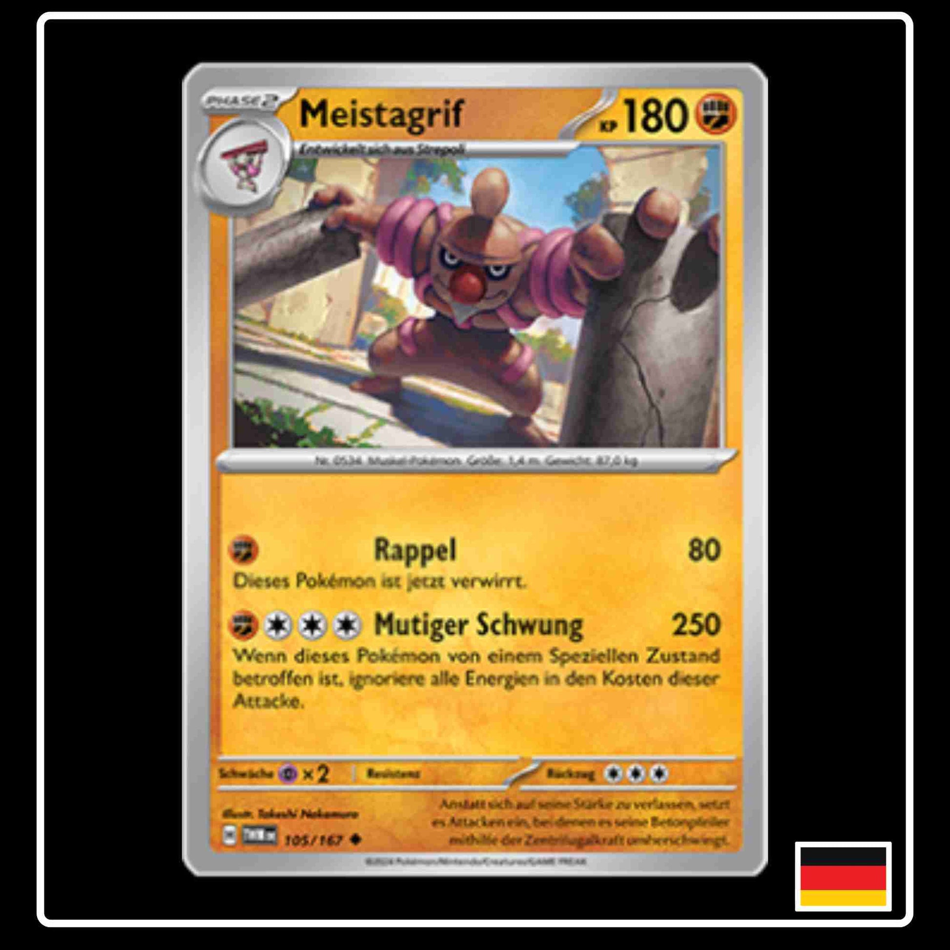 Meistagrif Pokemon Karte 105/167 aus dem Set Maskerade im Zwielicht