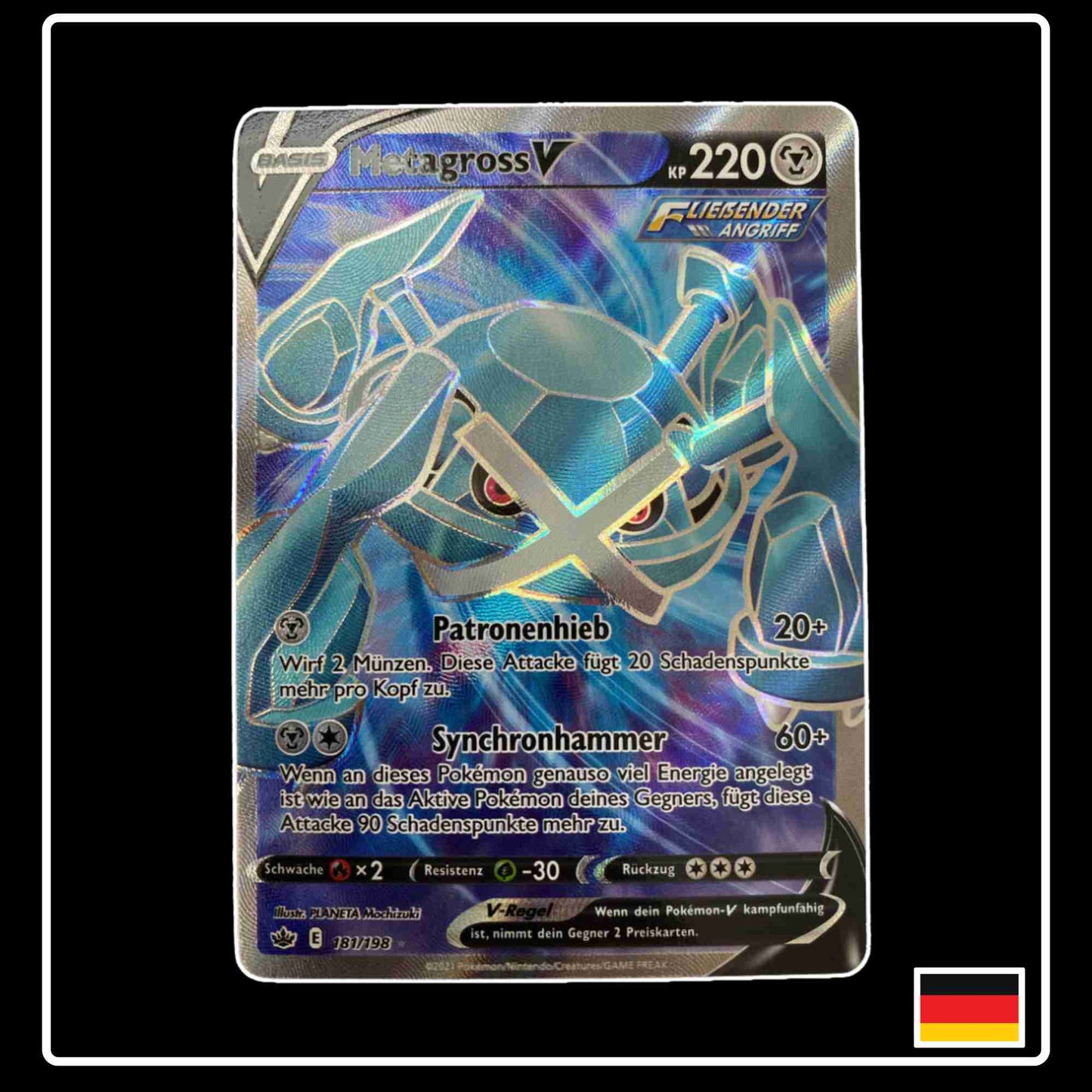 Pokemon Karte Metagross V Full Art 181/198 aus dem Schwert & Schild Set Schaurige Herrschaft