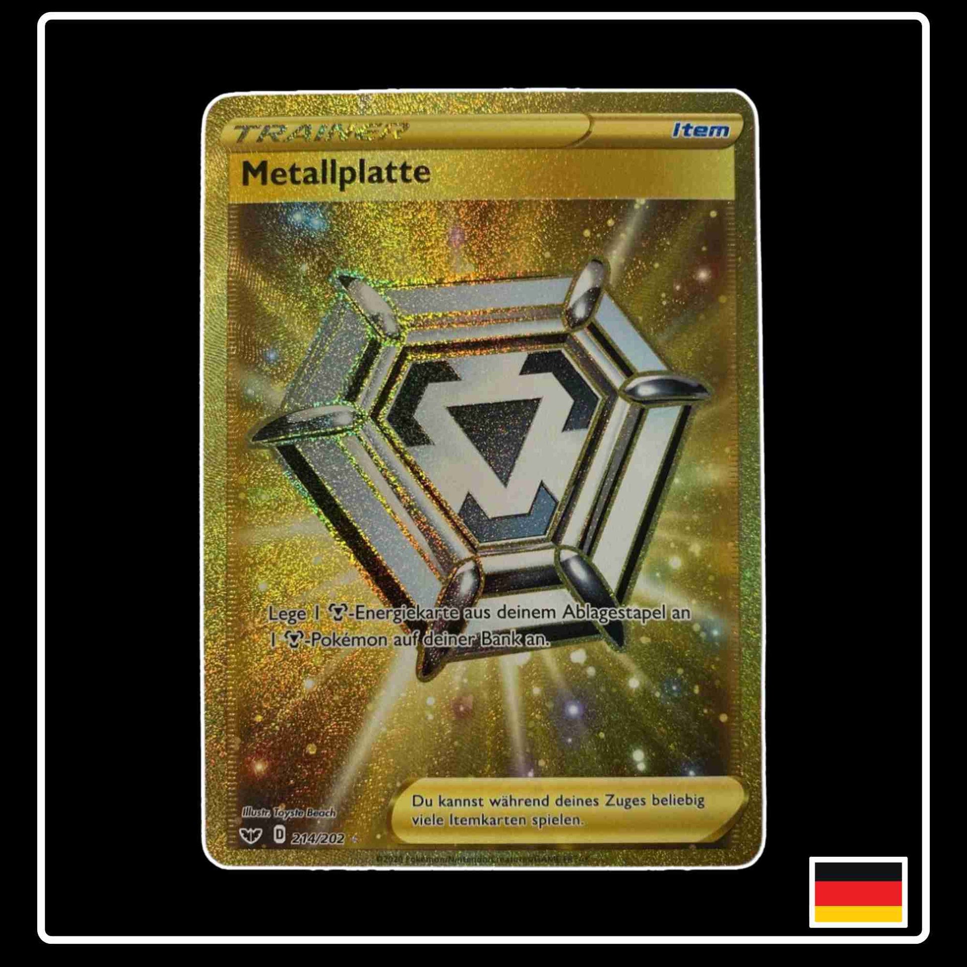 Metallplatte GOLD Deutsch 214/202 Schwert & Schild – PokeDirris