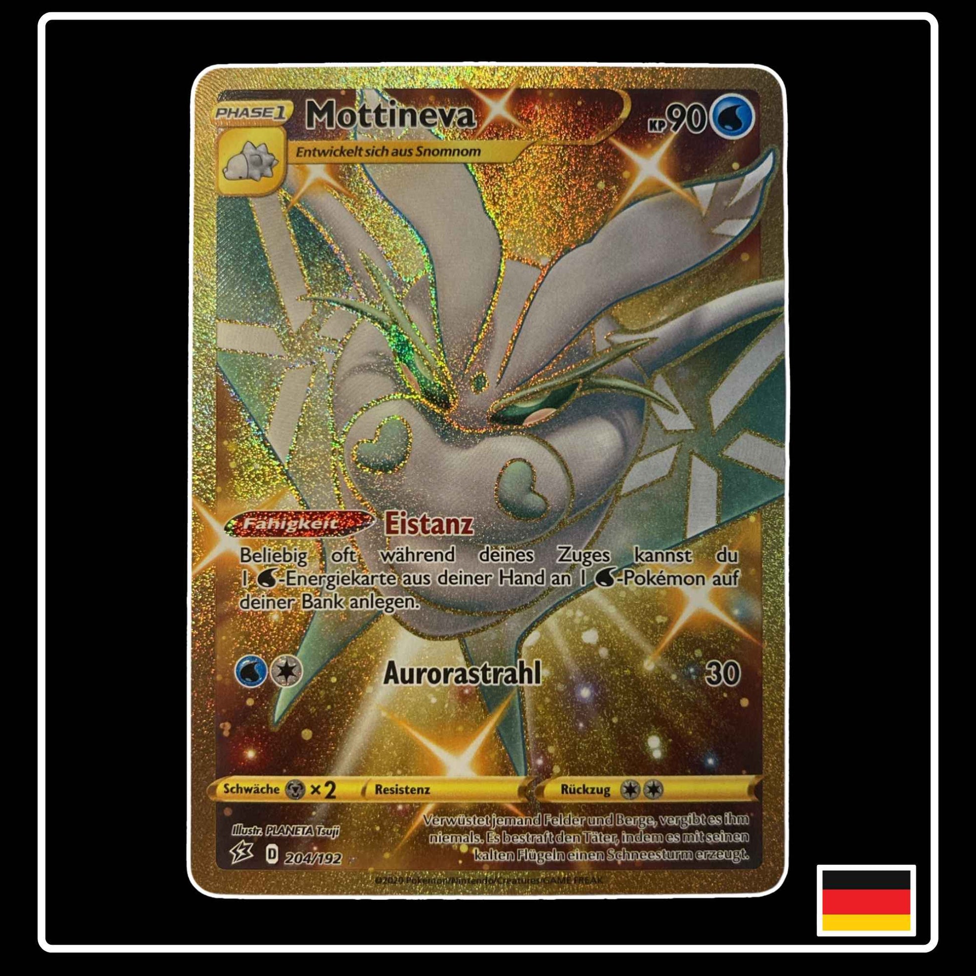 Mottineva GOLD Pokemon Karte aus dem Schwert & Schild Set Clash der Rebellen