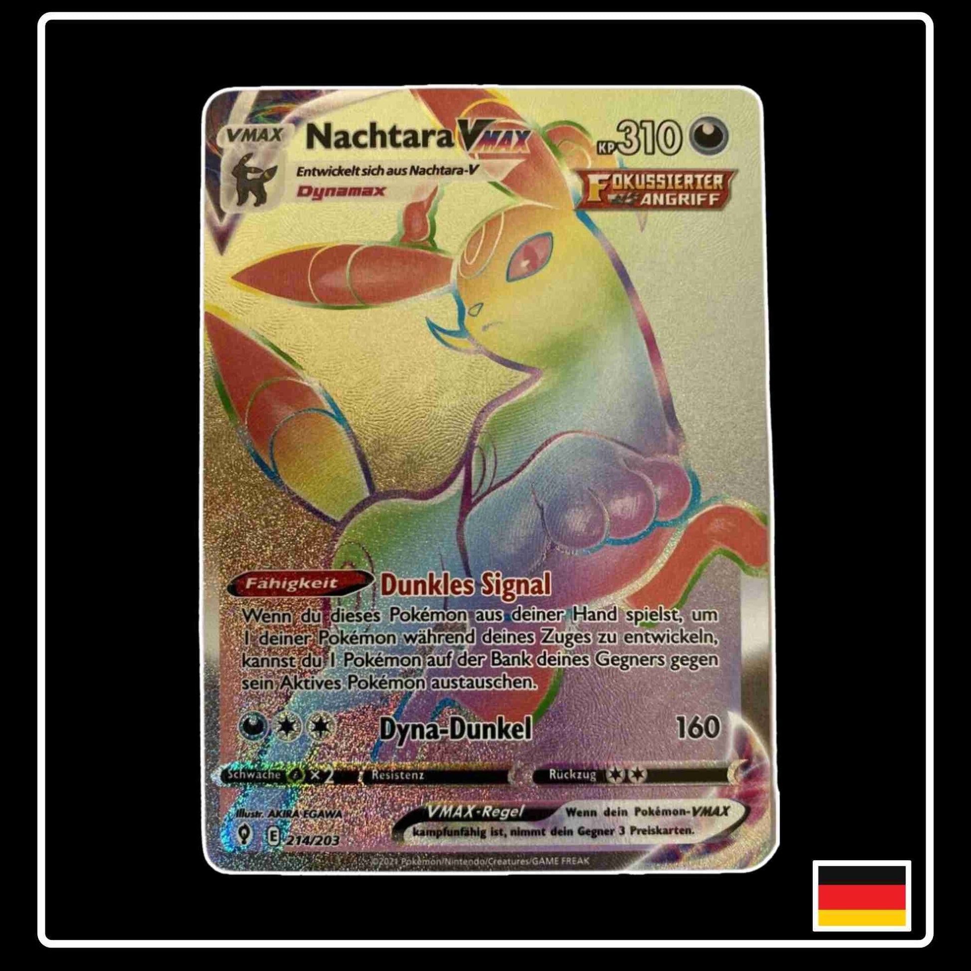 Nachtara VMAX Rainbow 214/203 Pokemon Karte aus dem Set Drachenwandel