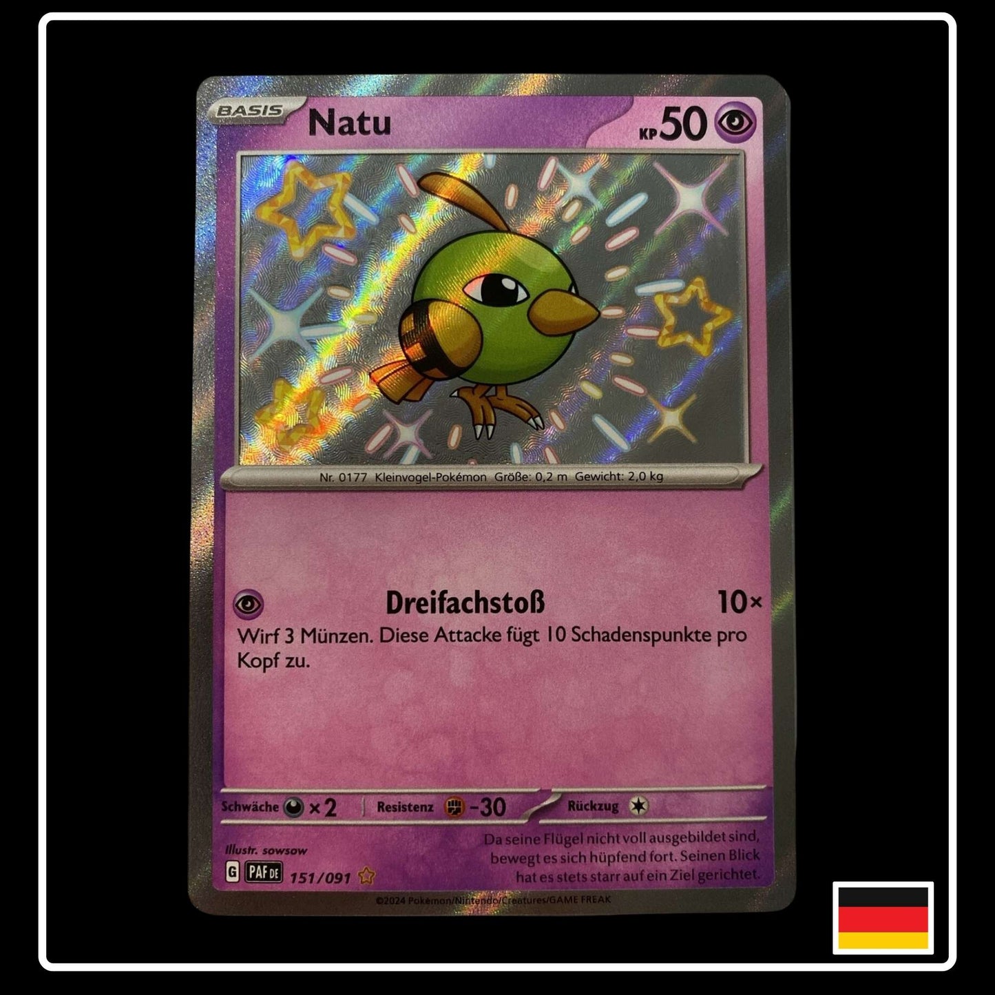 Shiny Natu Pokemon aus dem Set Paldeas Schicksale