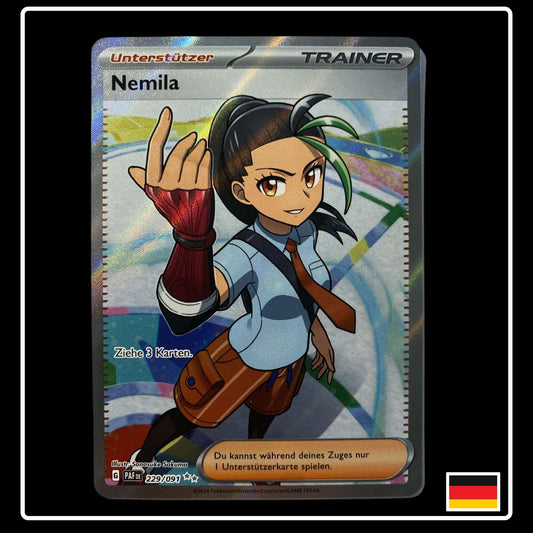 Trainer Nemila Pokemon Karte aus dem Set Paldeas Schicksale