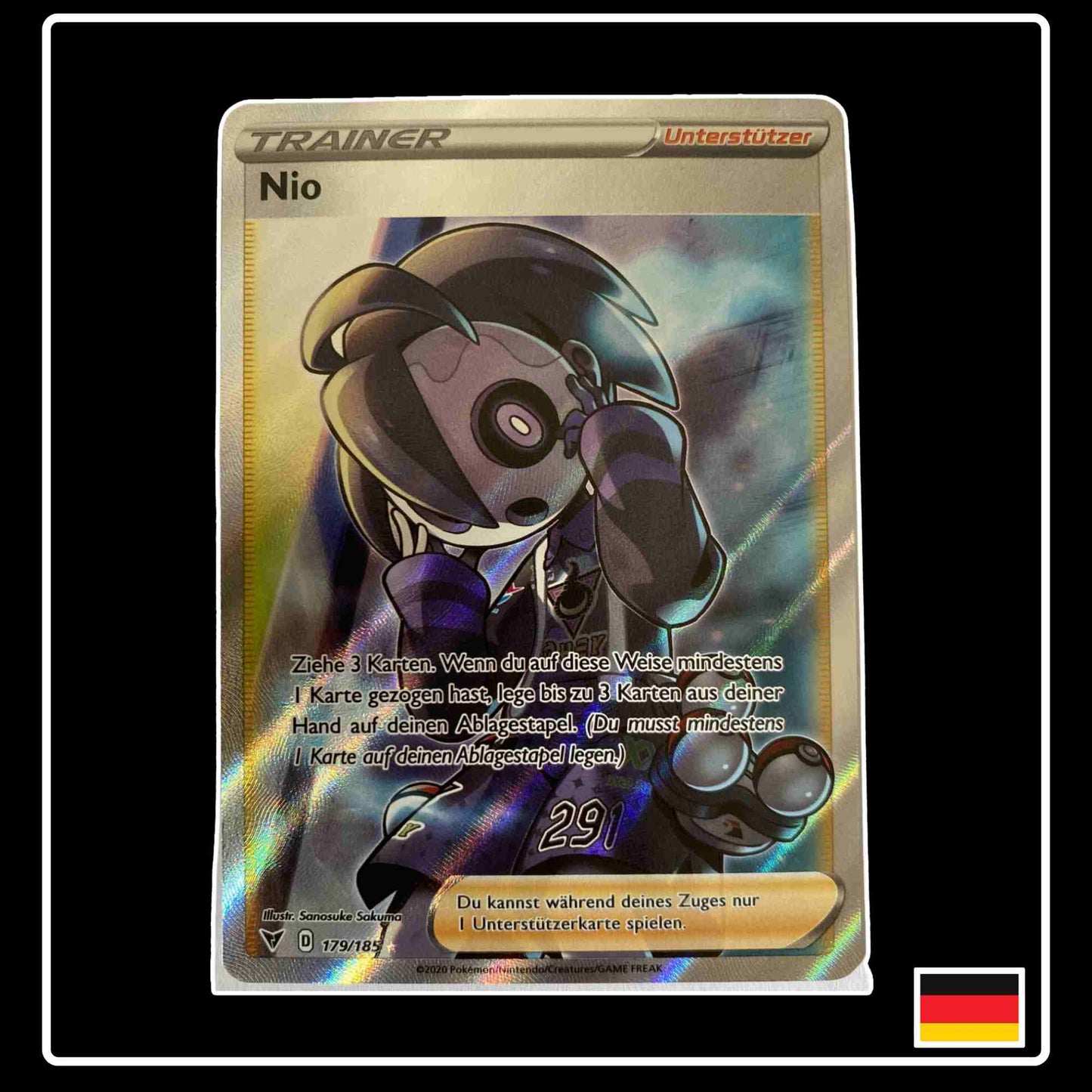 Pokemon Karte Nio Full Art 179/185 aus dem Schwert & Schild Set Farbenschock