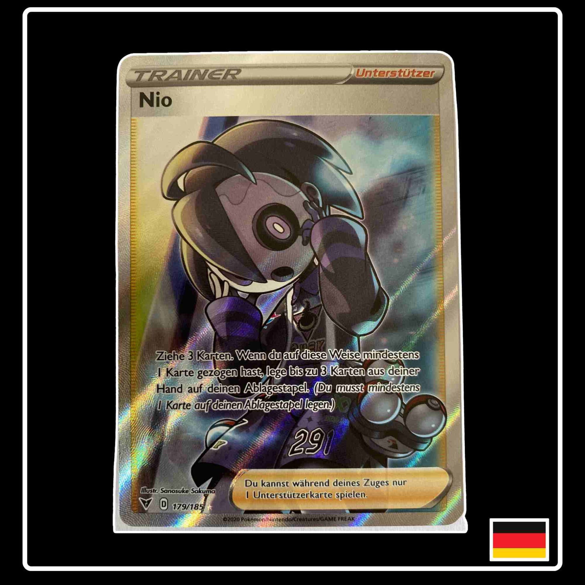 Pokemon Karte Nio Full Art 179/185 aus dem Schwert & Schild Set Farbenschock