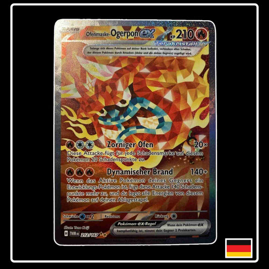 Ofenmaske-Ogerpon ex SIR seltene Pokemon Karte 212/167 aus dem Karmesin & Purpur Set Maskerade im Zwielicht