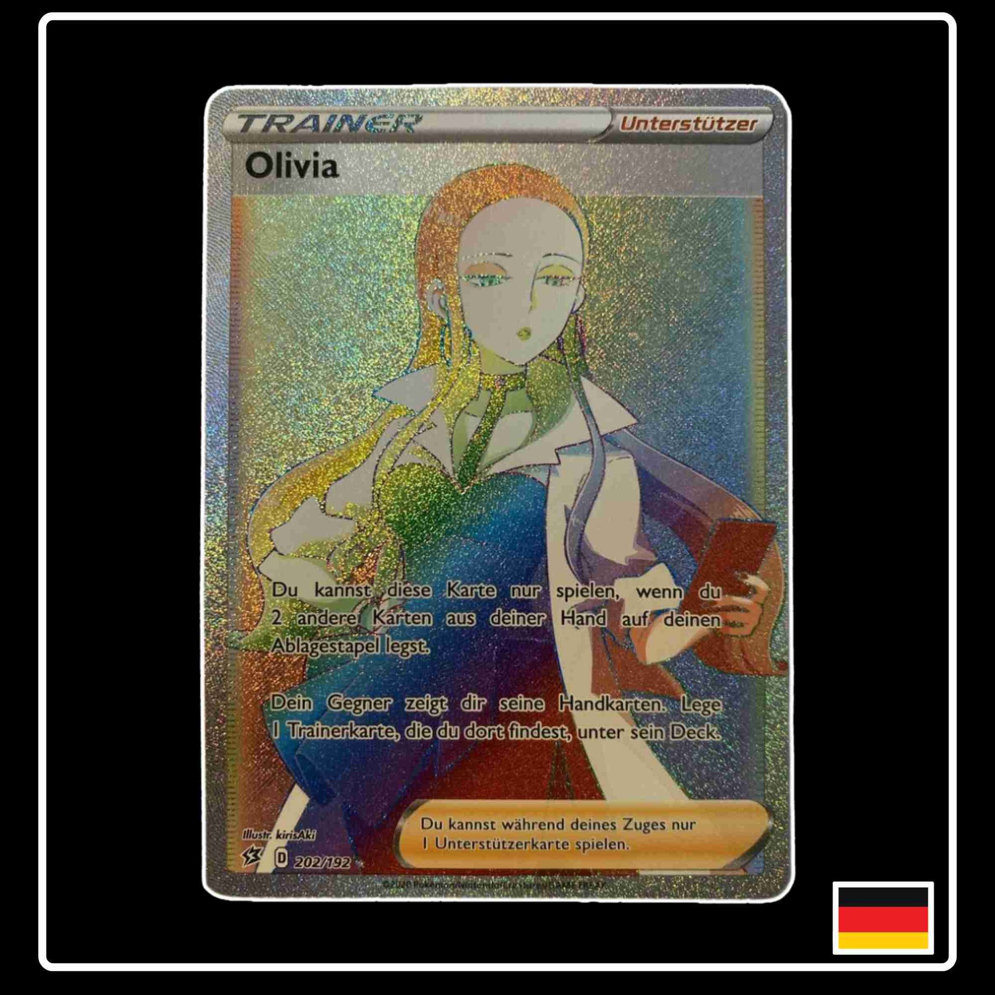 Pokemon Karte Olivia Rainbow 202/192 aus dem Schwert & Schild Set Clash der Rebellen