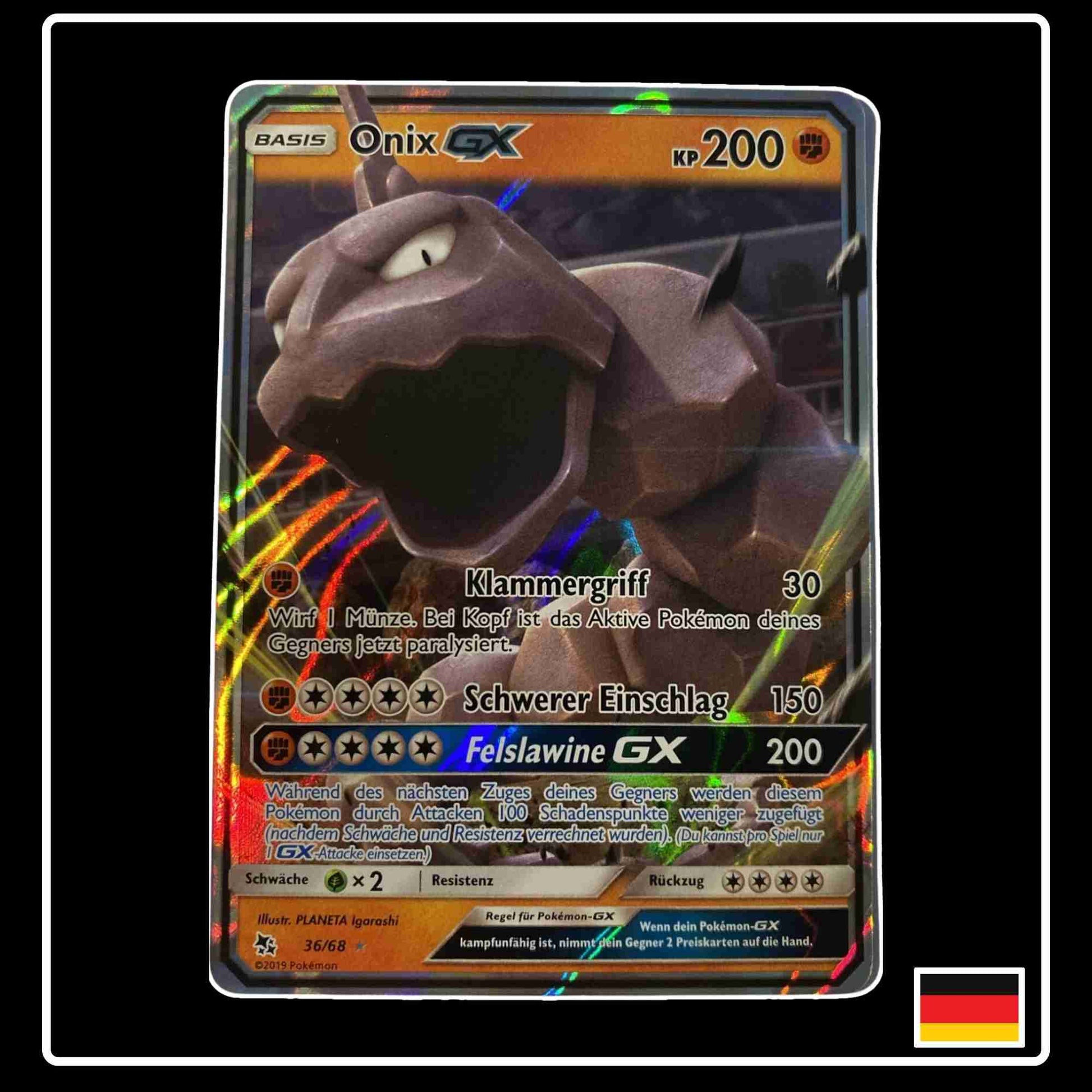 Onix GX Pokemon Karte 36/68 Verborgenes Schicksal