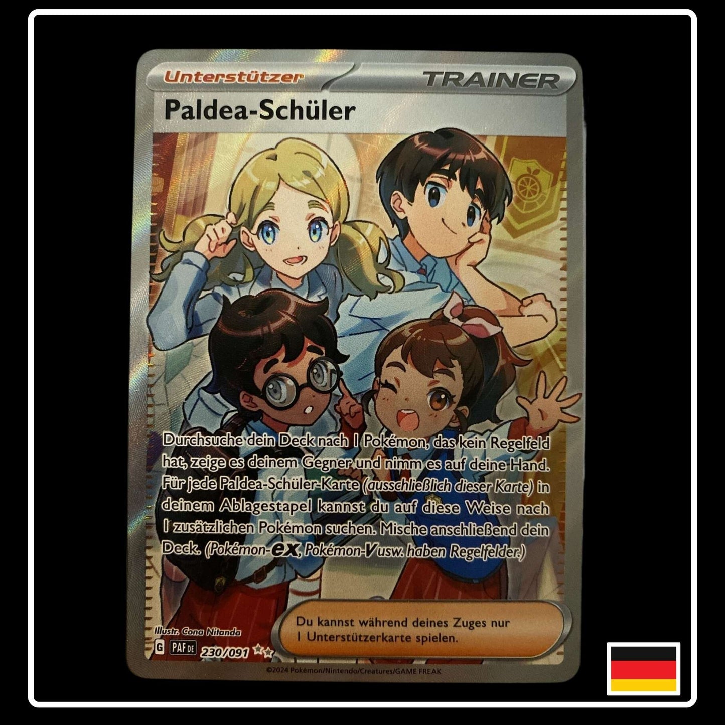 Paldea-Schüler Trainer Pokemon Karte aus dem Set Paldeas Schicksale