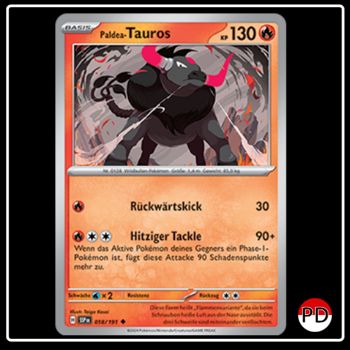 Paldea-Tauros 018/191 Pokemon Stürmische Funken Sammelkarten