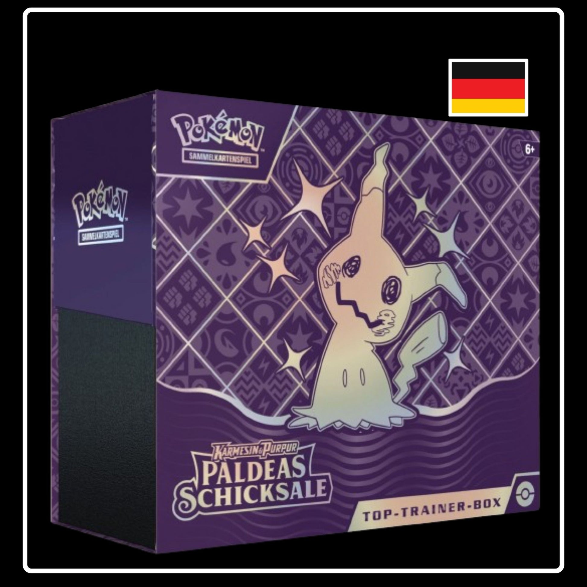Top Trainer Box 'Paldeas Schicksale' auf Deutsch für Pokemon Sammler – Karmesin & Purpur Edition. Exklusive Karten und spannende Inhalte für Top-Trainer. Tauchen Sie ein in die Welt von Paldeas Schicksale mit dieser hochwertigen Pokemon Sammlerbox