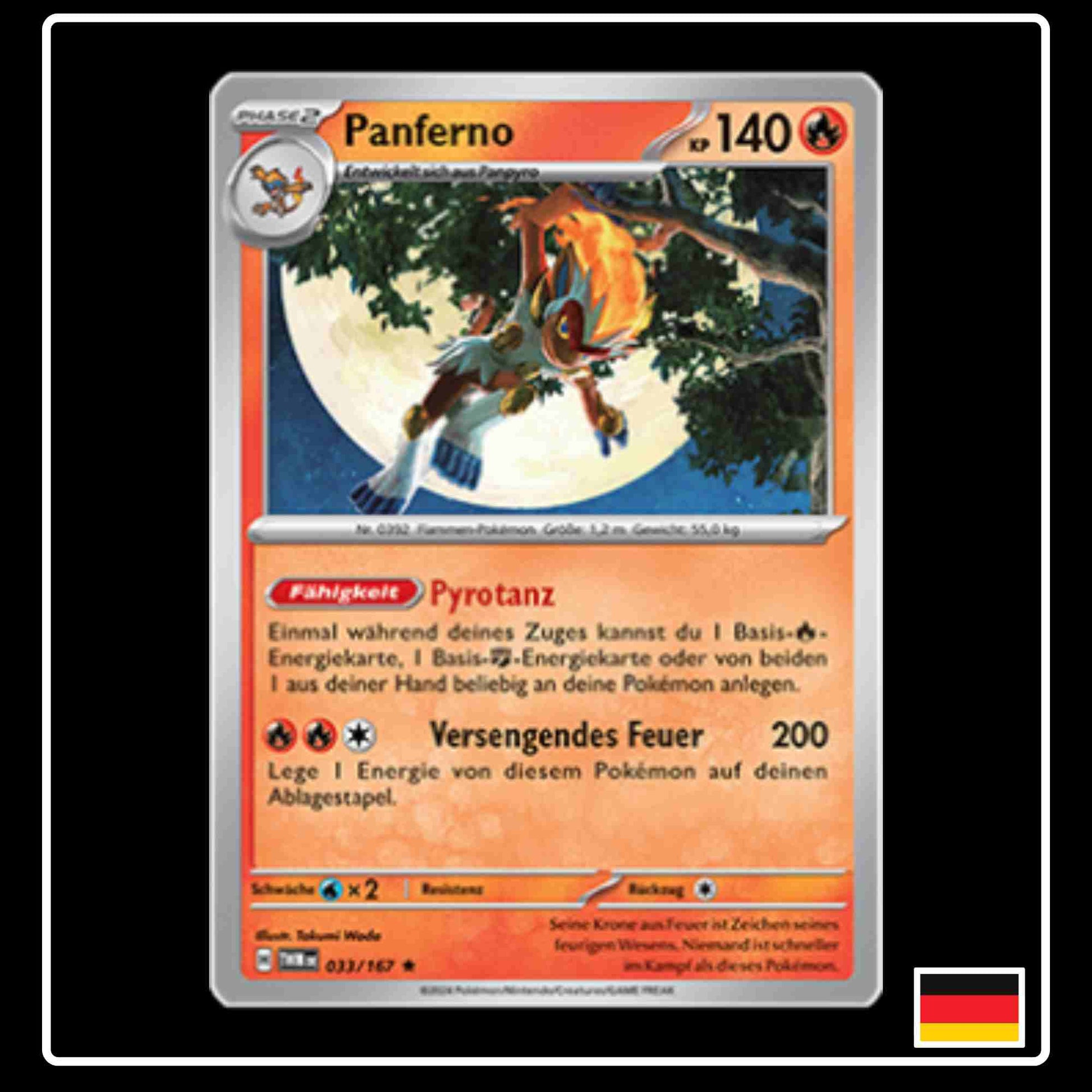 Panferno Pokemon Karte 033/167 aus dem Set Maskerade im Zwielicht