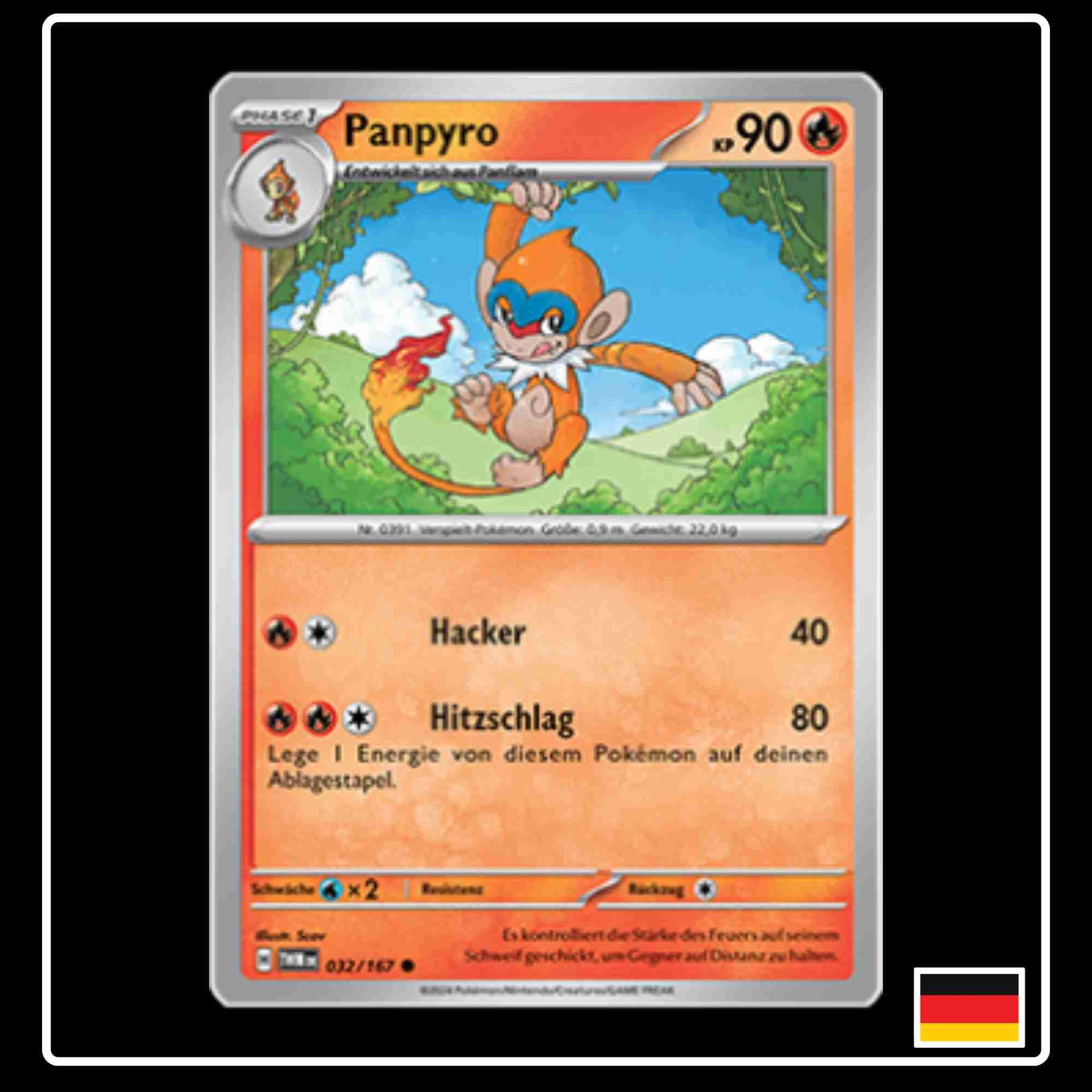 Panpyro Pokemon Karte 032/167 aus dem Set Maskerade im Zwielicht