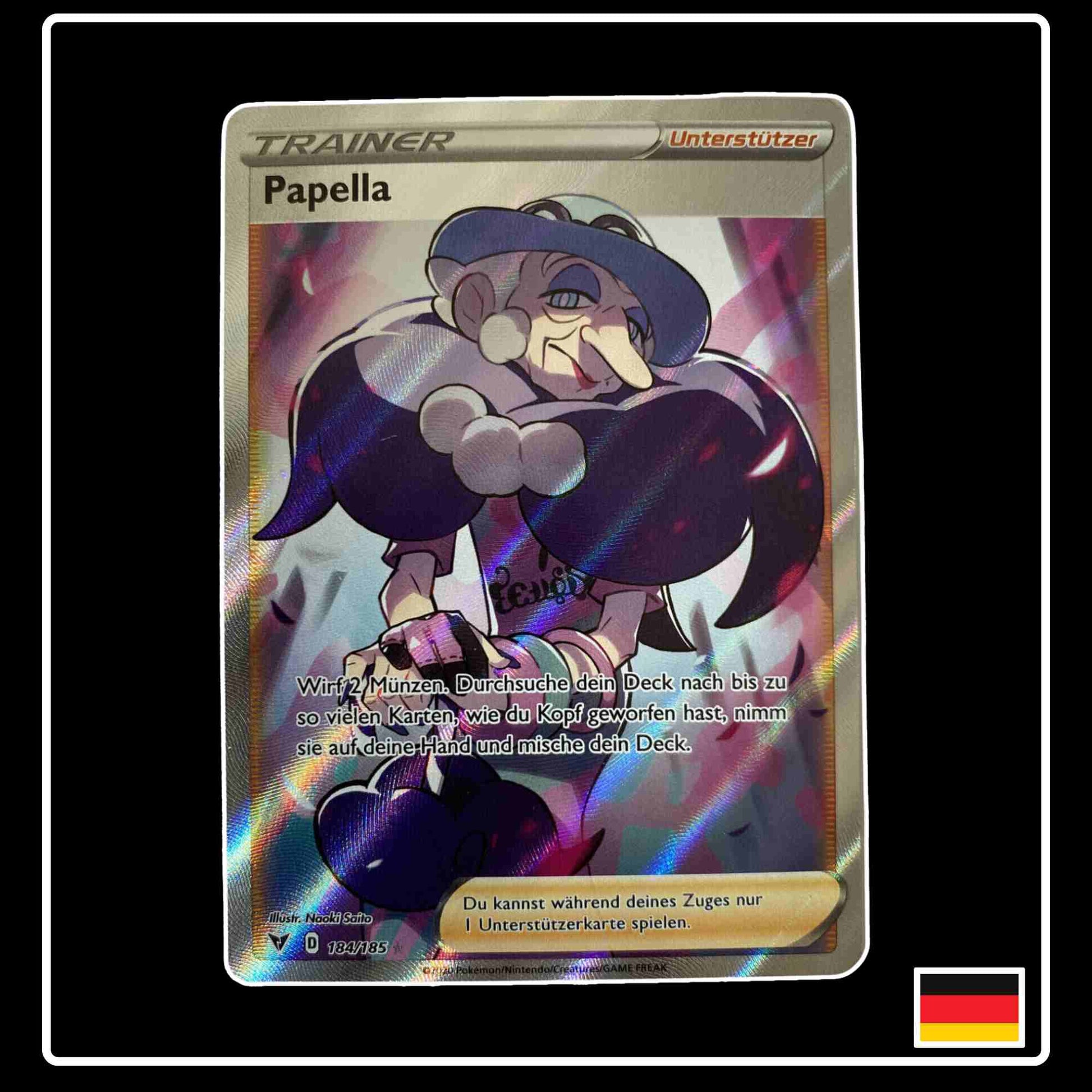 Pokemon Karte Papella Full Art 184/185 aus dem Schwert & Schild Set Farbenschock