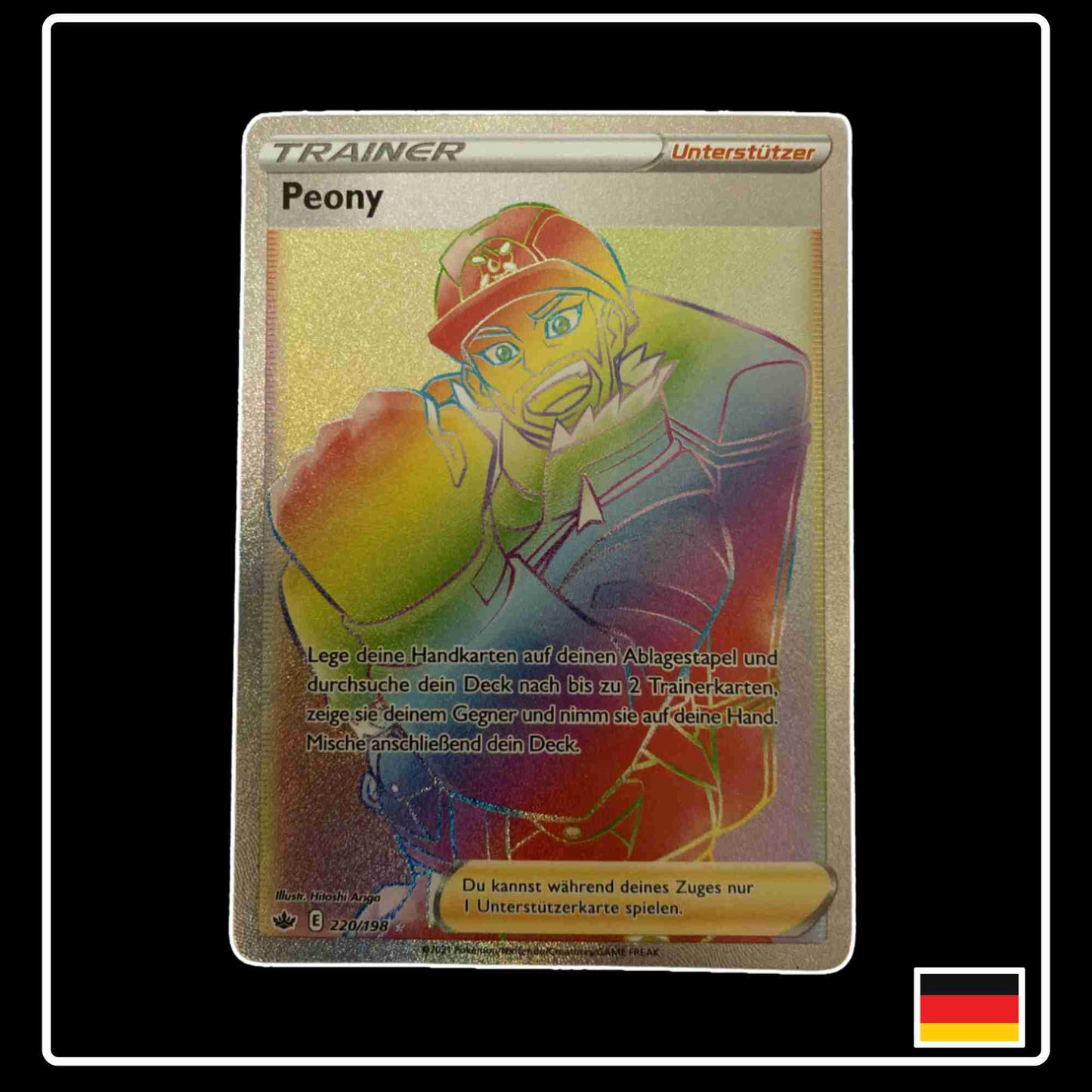 Pokemon Karte Peony Rainbow 220/198 aus dem Schwert & Schild Set Schaurige Herrschaft