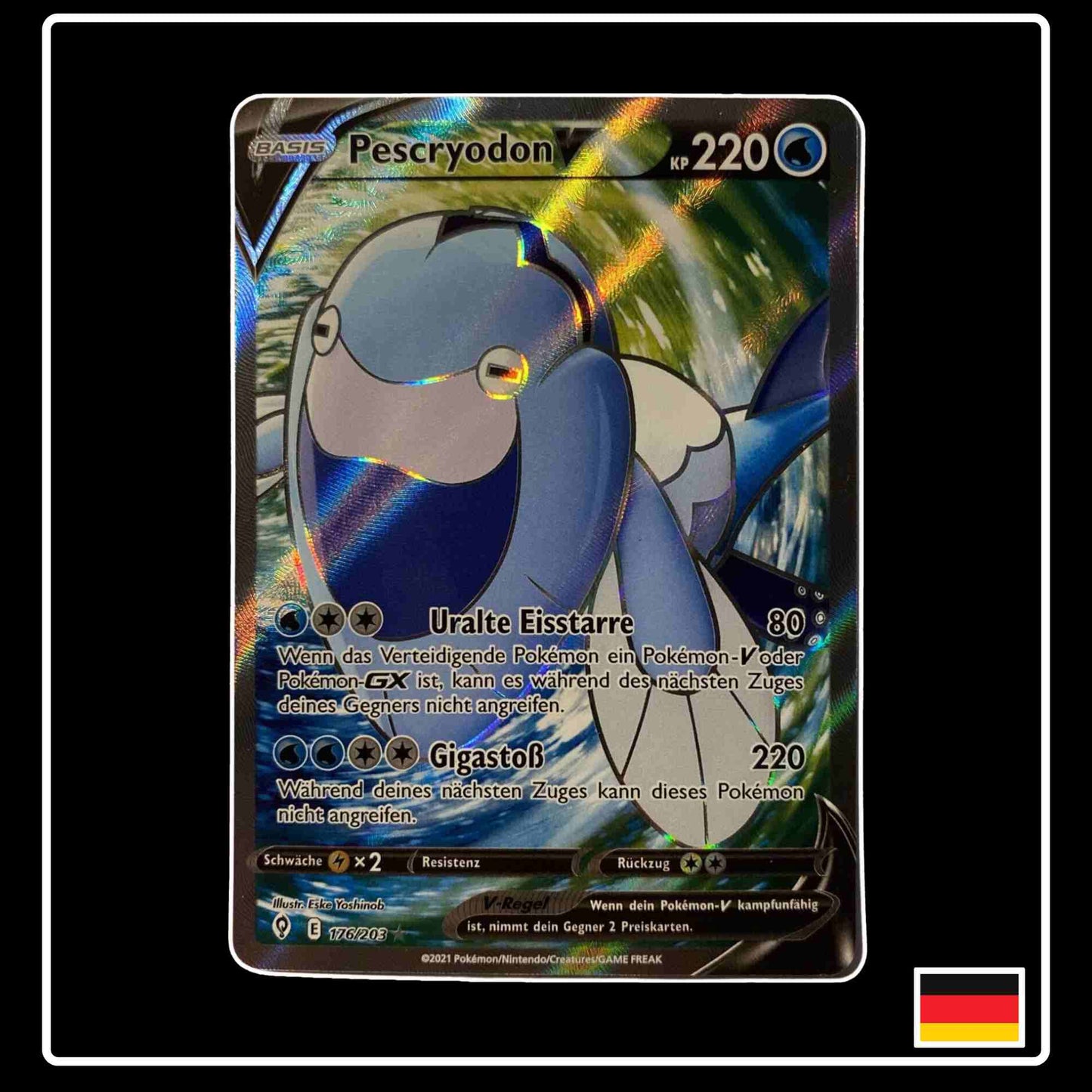 Pescryodon V Full Art Pokemon Karte 176/203 aus dem Set Drachenwandel