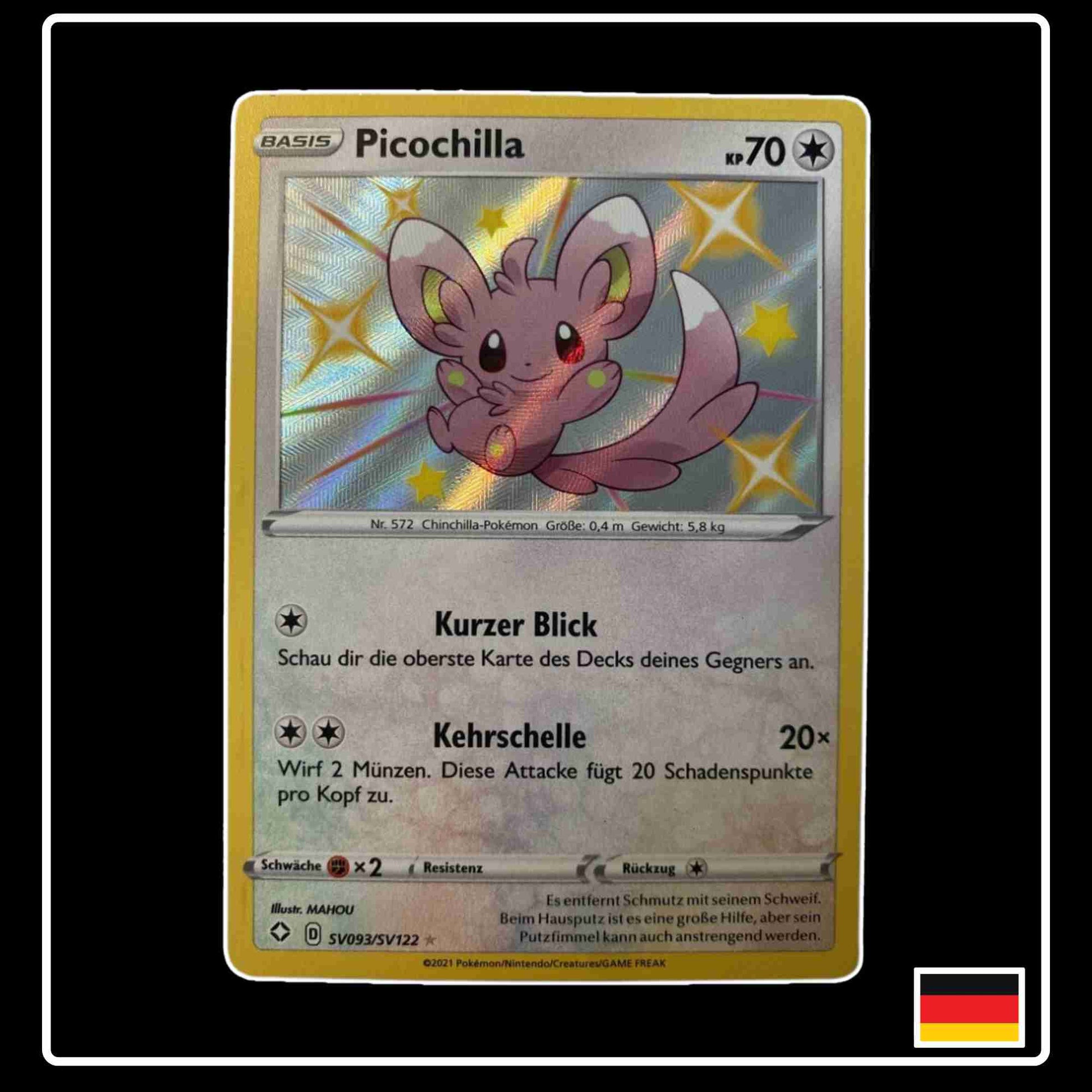 Pokemon Karte Picochilla Shiny SV093/SV122 aus dem Schwert & Schild Set Glänzendes Schicksal