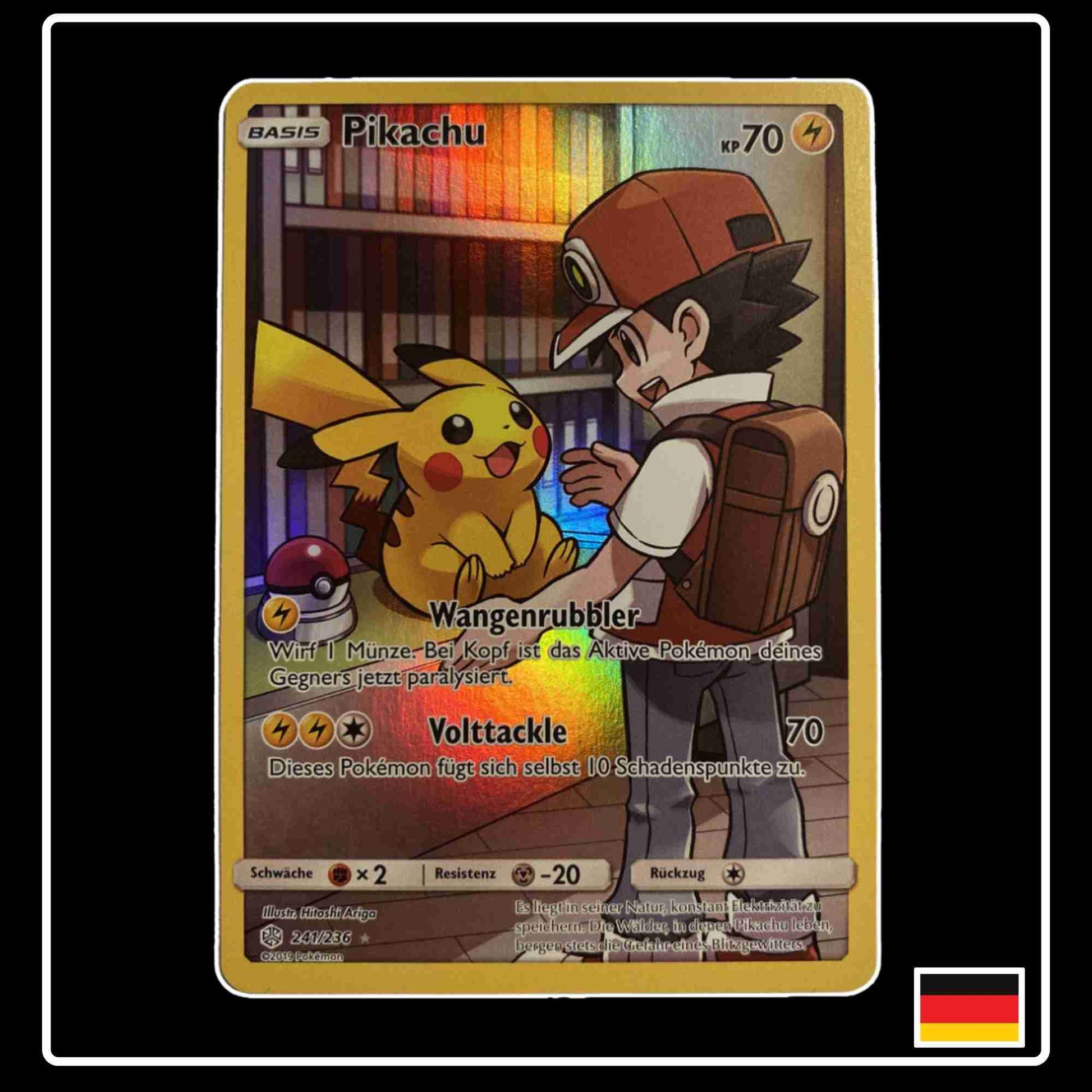 Pikachu Trainer Art Rare 241/236 aus dem Sonne & Mond Set Welten im Wandel