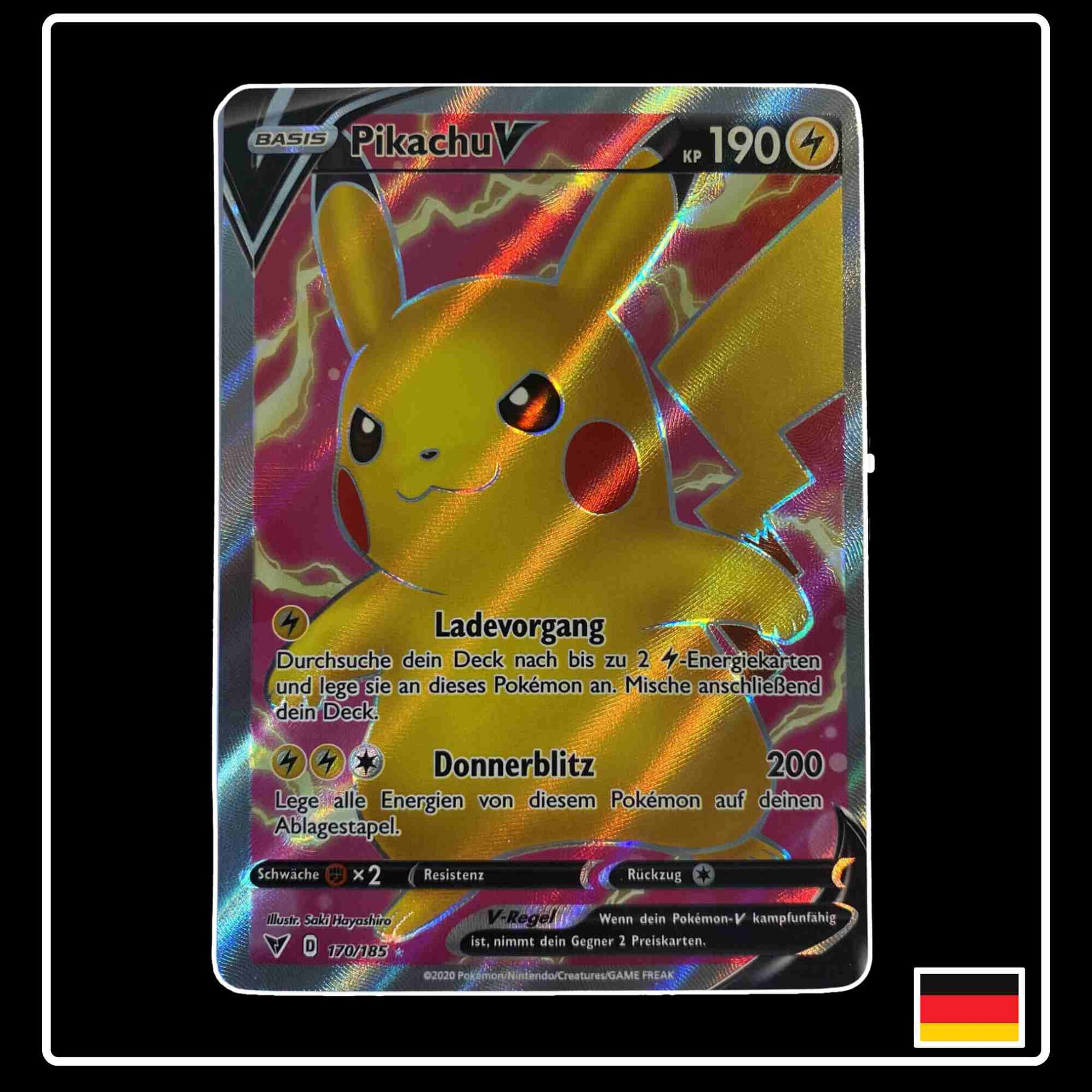 Pokemon Karte Pikachu V Full Art 170/185 aus dem Schwert & Schild Set Farbenschock