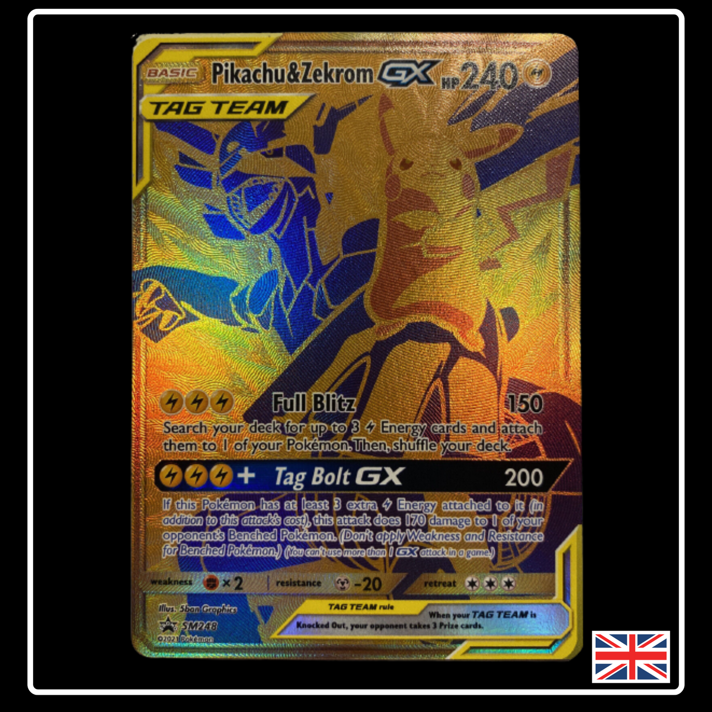 Pikachu & Zekrom GX Gold Englisch SM248 Black Star Promo