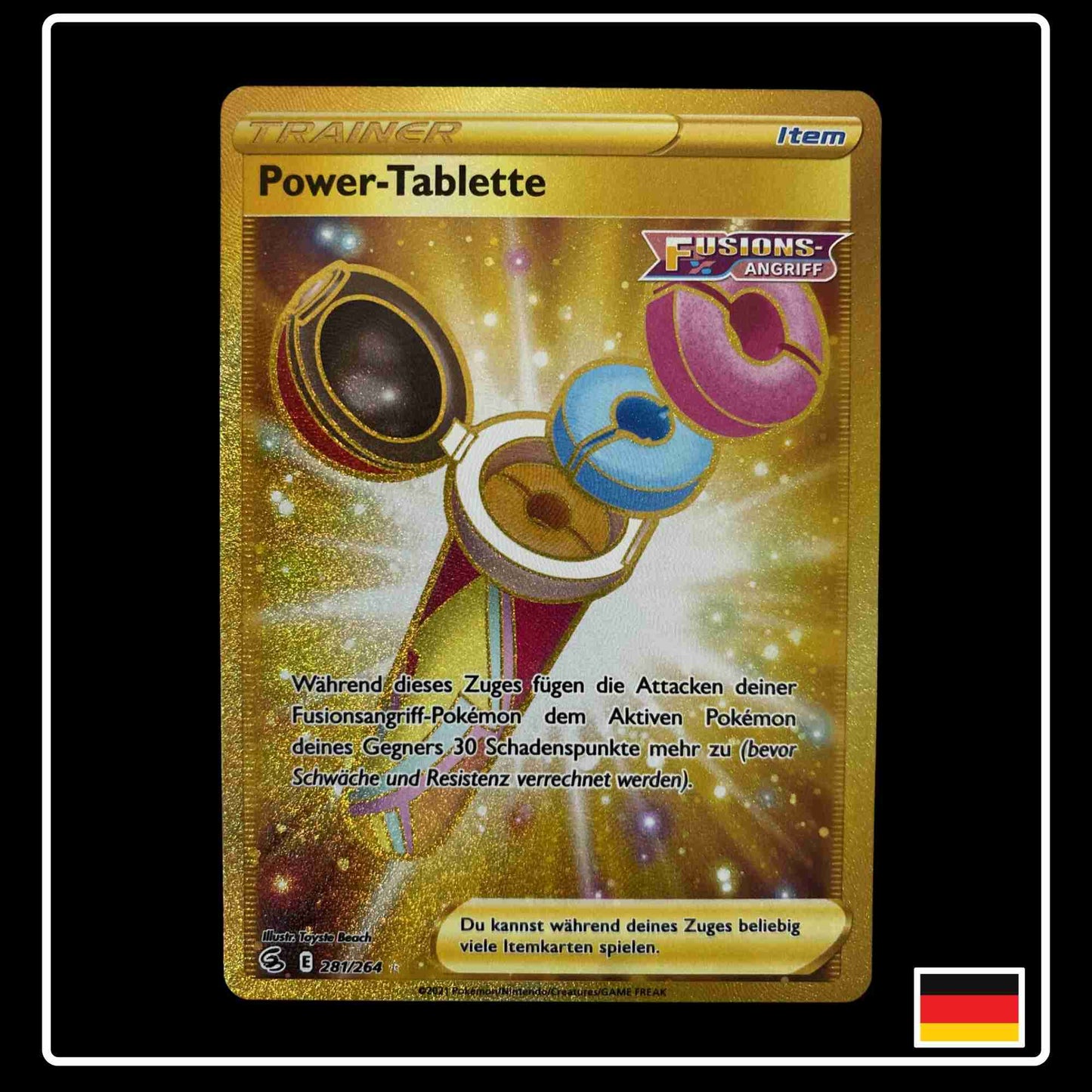 Power-Tablette Gold Item Pokemon Karte aus dem Set Fusion Strike