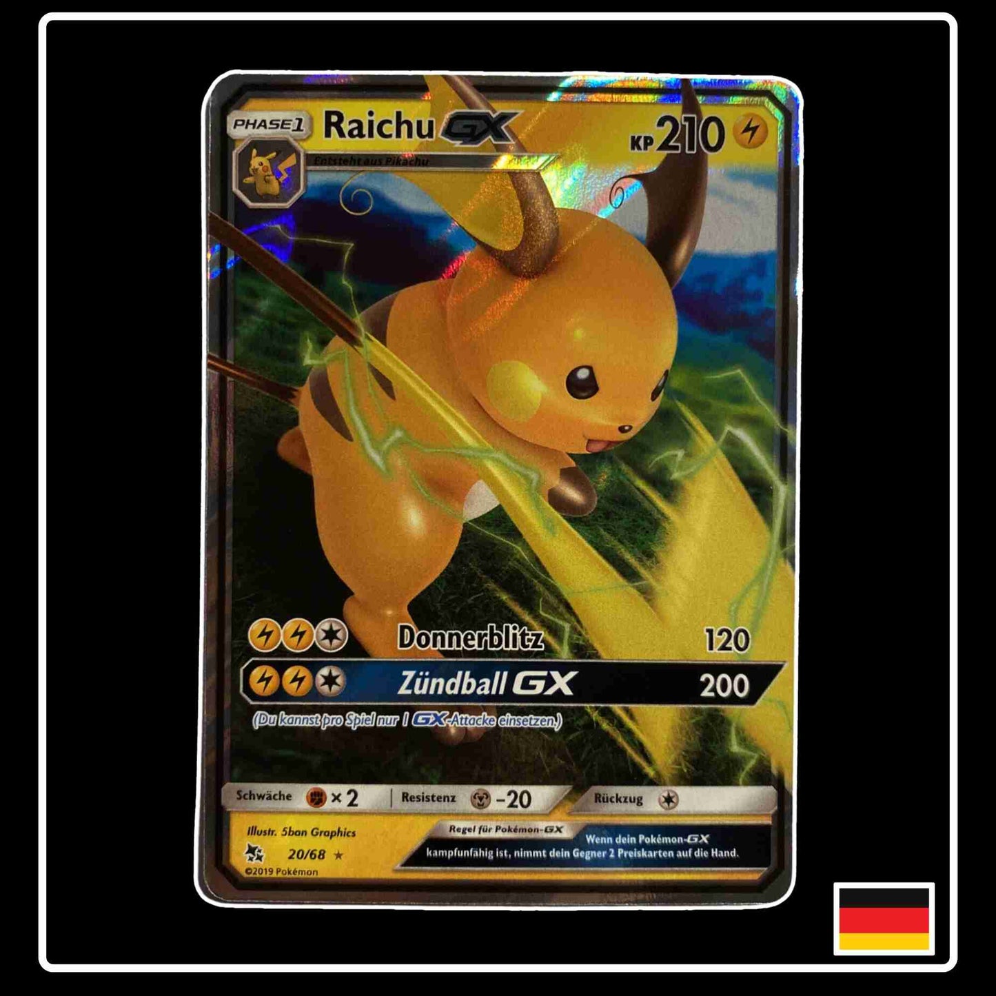 Raichu GX 20/68 aus dem Set Verborgenes Schicksal