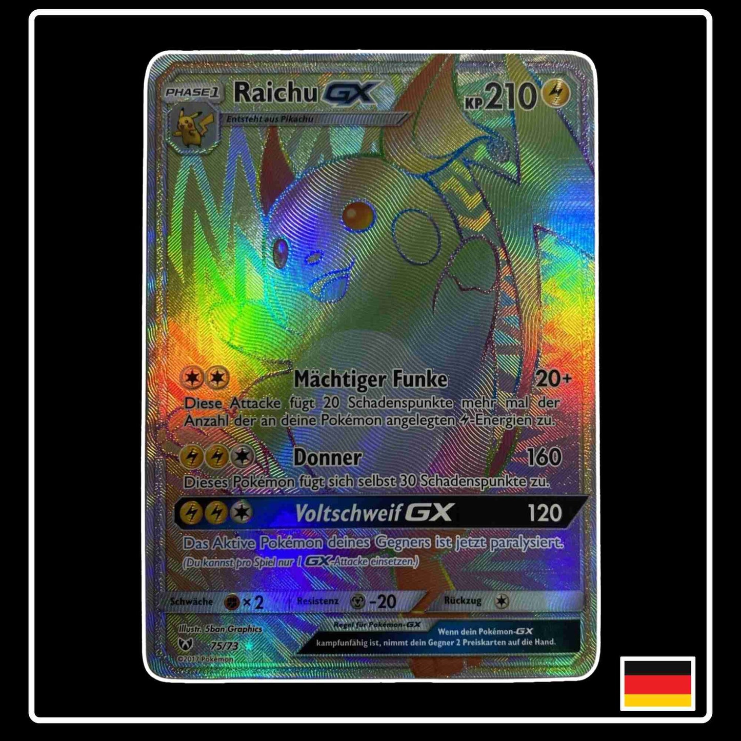 Raichu GX Rainbow Pokemon Karte Schimmernde Legenden 75/73