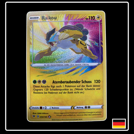 Pokemon Karte Raikou Amazing Rare 050/185 aus dem Schwert & Schild Set Farbenschock