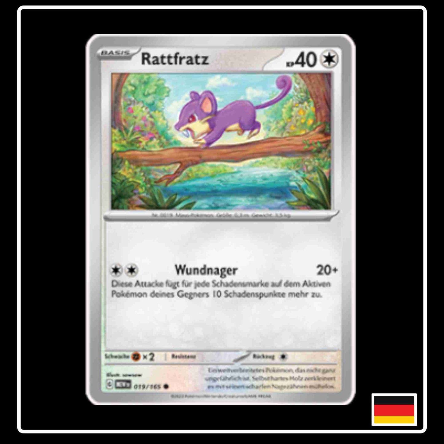 Rattfratz 019/165 aus dem Pokemon Set Karmesin & Purpur 151 