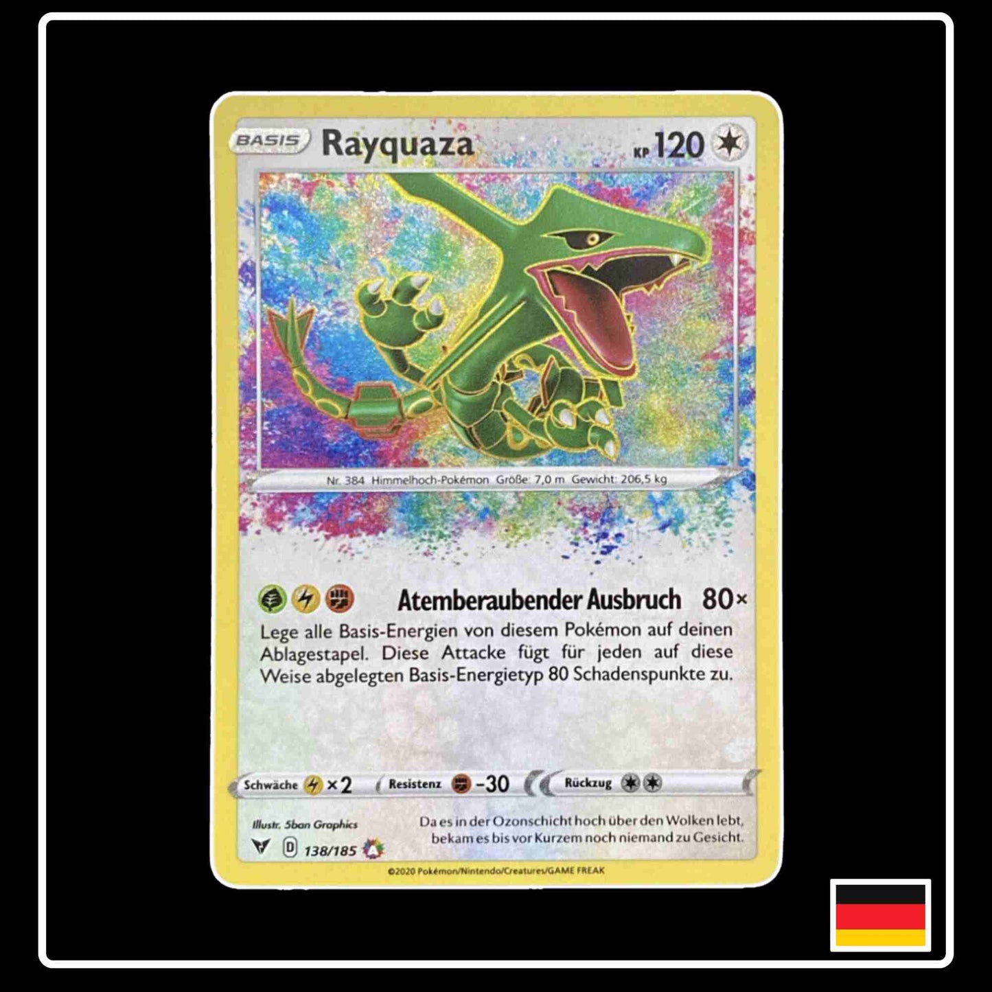 Pokemon Karte Rayquaza Amazing Rare 138/185 aus dem Schwert & Schild Set Farbenschock