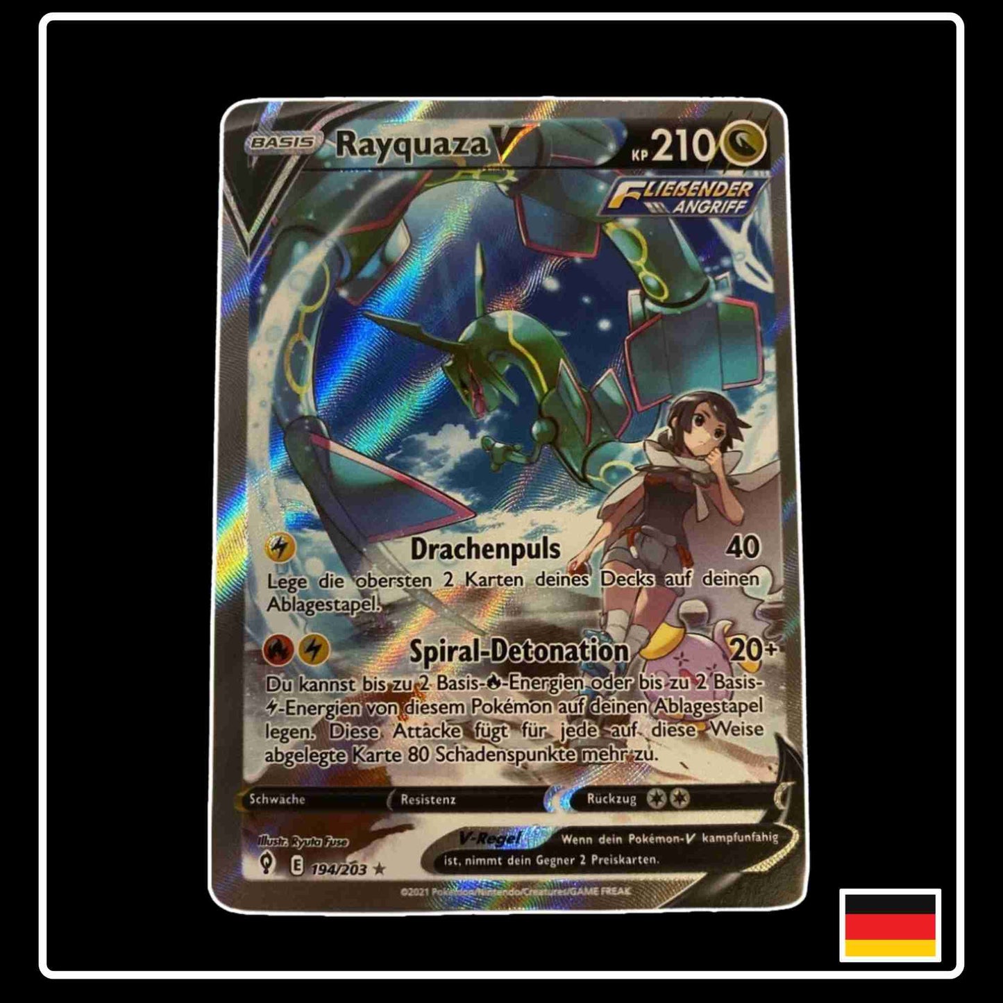 Rayquaza V Alt Art 194/203 Pokemon Karte aus dem Set Drachenwandel