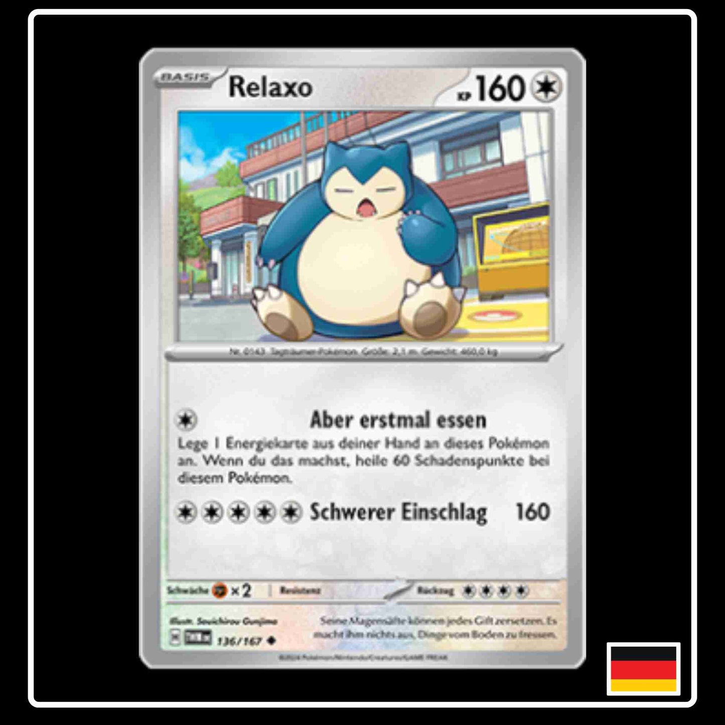 Relaxo Pokemon Karte 136/167 aus dem Set Maskerade im Zwielicht