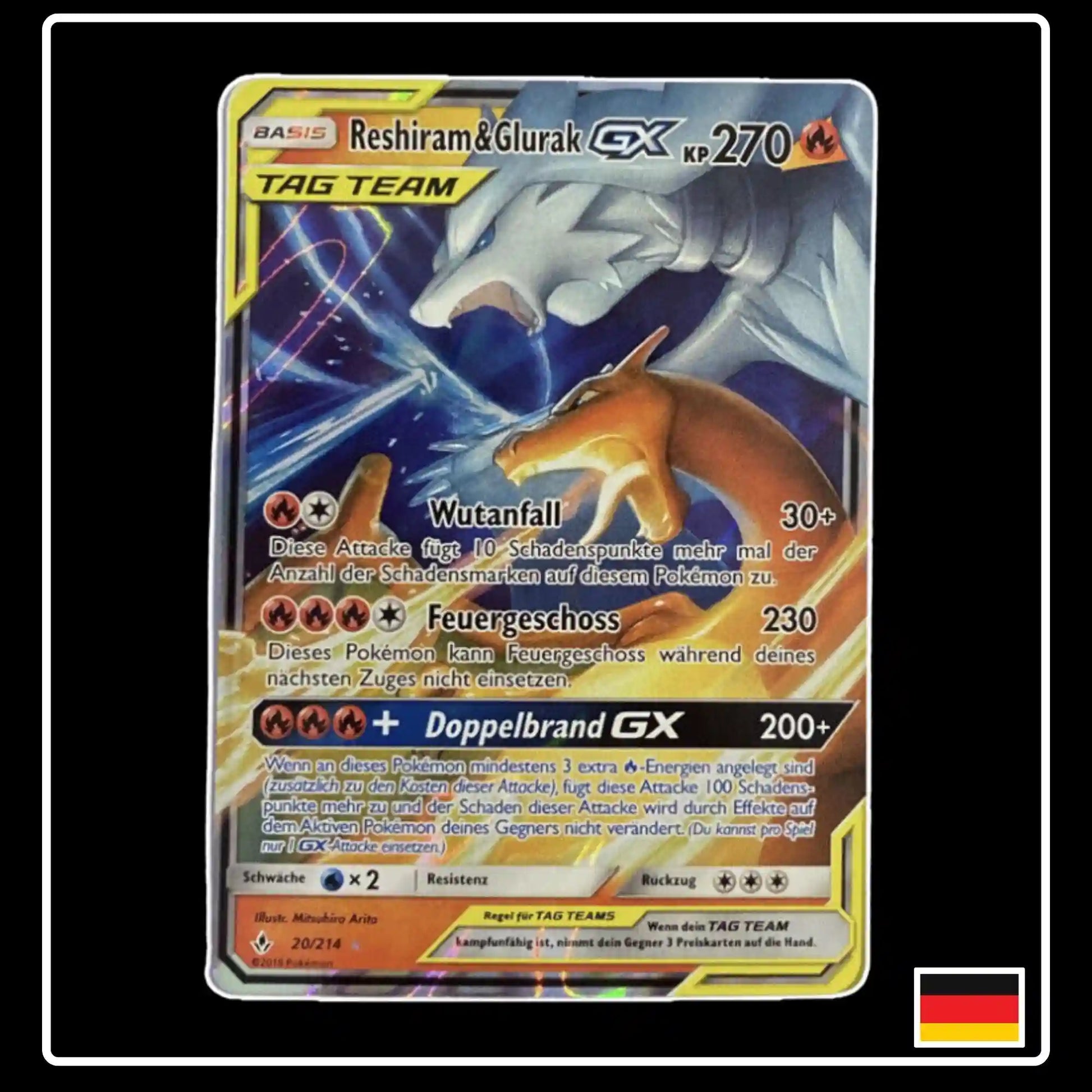 Reshiram & Glurak GX 20/214 Pokemon Kräfte im Einklang