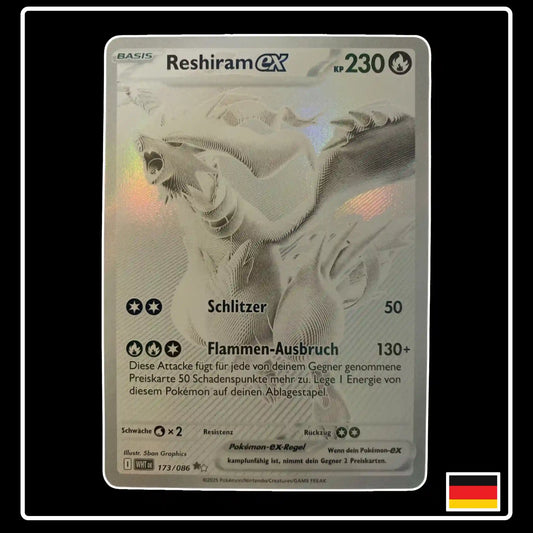 Reshiram ex BWR White Rare 173/086 Pokemon Weisse Flammen