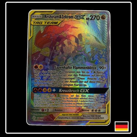 Reshiram & Zekrom GX Rainbow 259/236 Welten im Wandel