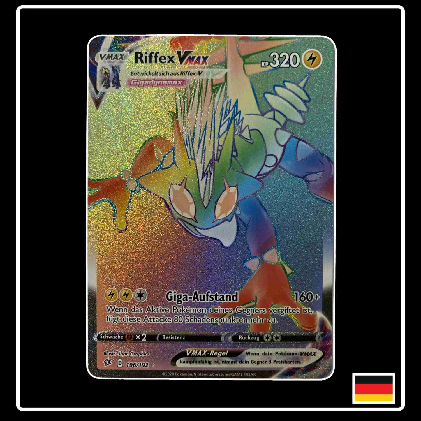 Riffex VMAX Rainbow 196/192 aus Pokemon Schwert & Schild Set Clash der Rebellen