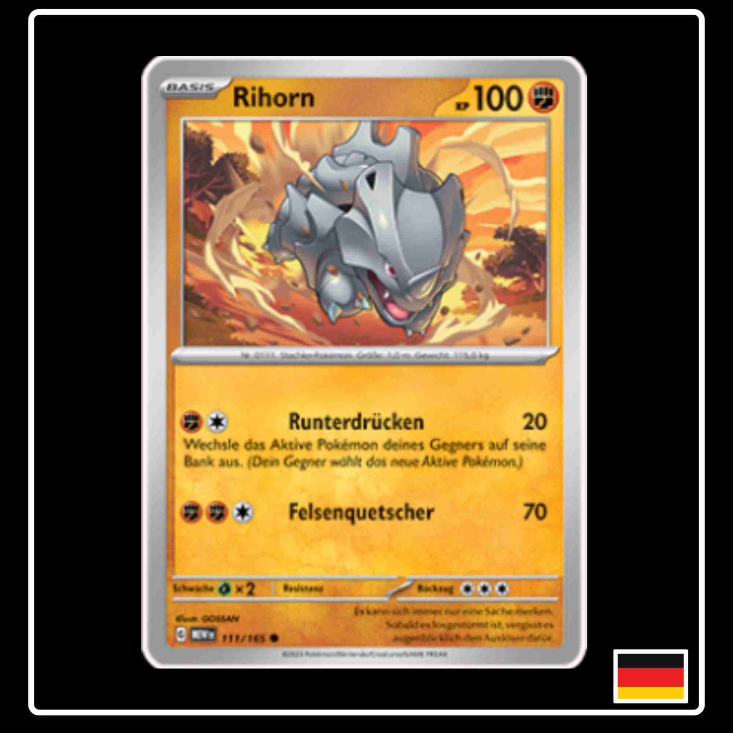 Rihorn 111/165 aus dem Pokemon Set Karmesin & Purpur 151 