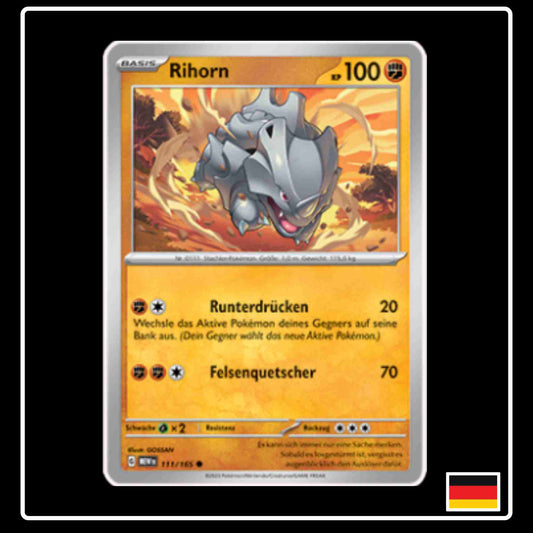 Rihorn 111/165 aus dem Pokemon Set Karmesin & Purpur 151 