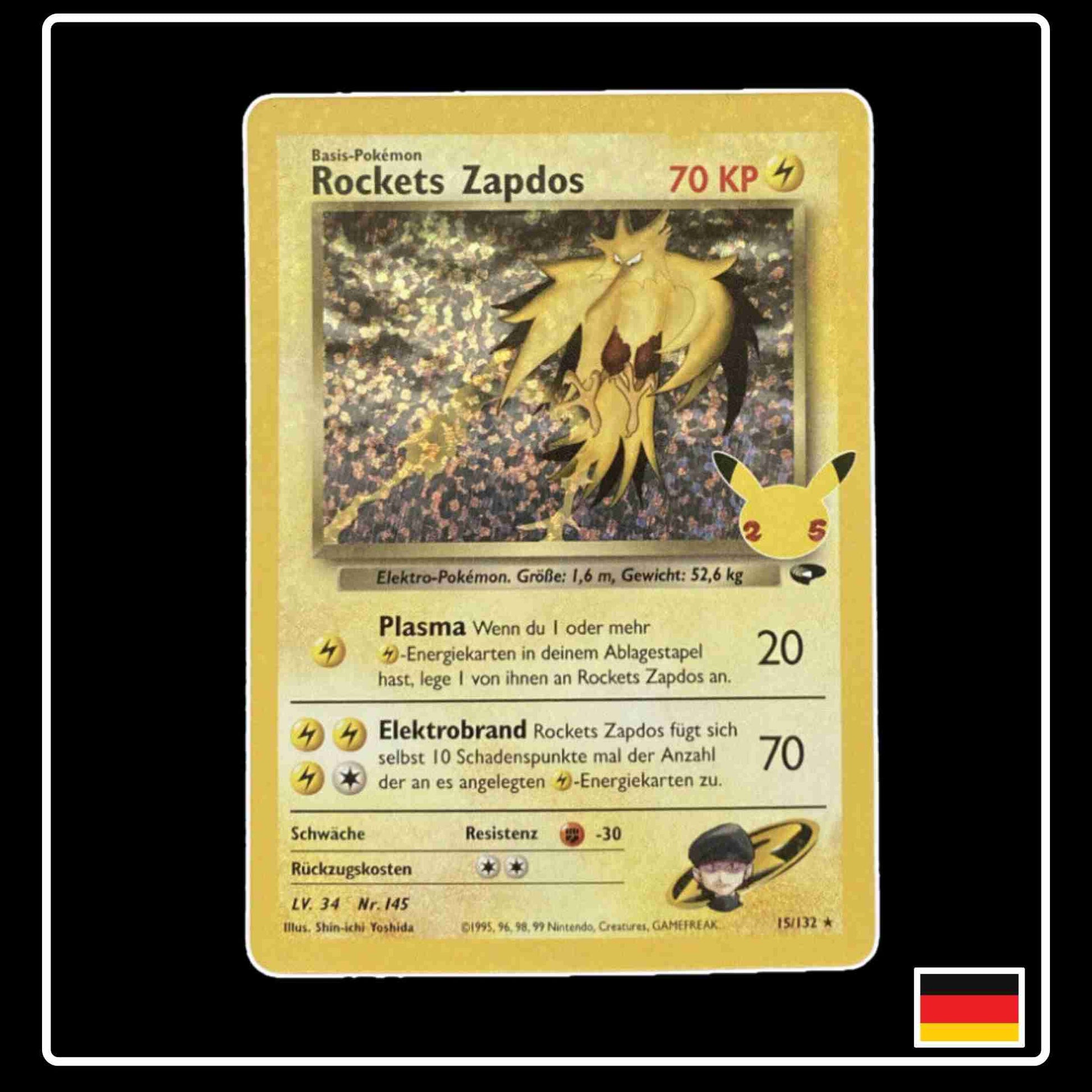 Rocket's Zapdos 15/132 Reprint Pokemon Karte aus dem Set Celebrations