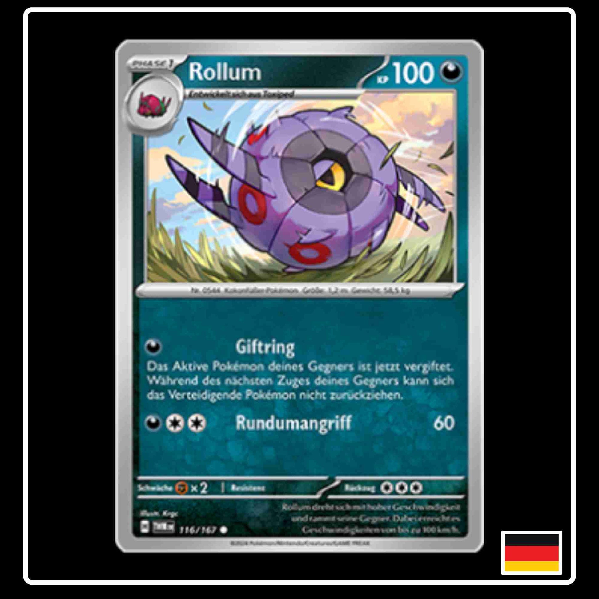 Rollum Pokemon Karte 116/167 aus dem Set Maskerade im Zwielicht