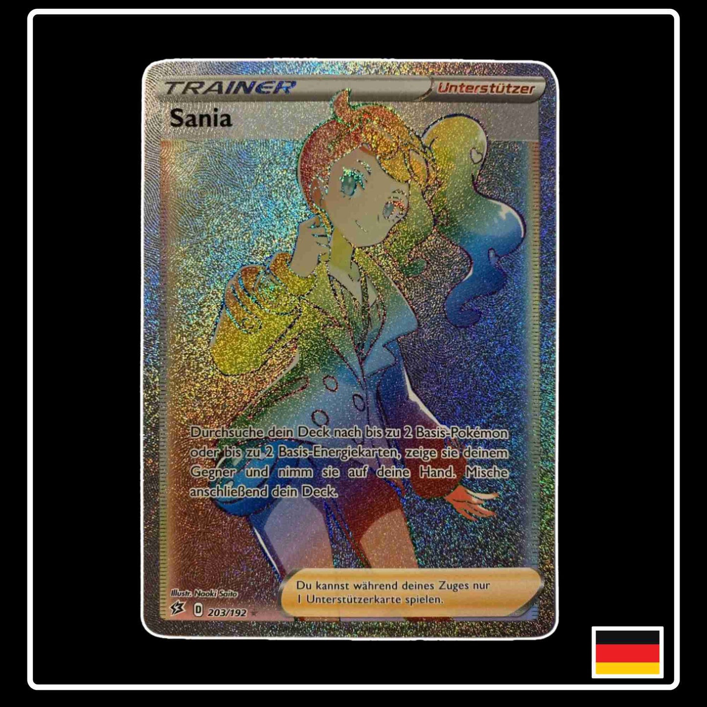 Pokemon Karte Sania Rainbow 203/192 aus dem Schwert & Schild Set Clash der Rebellen