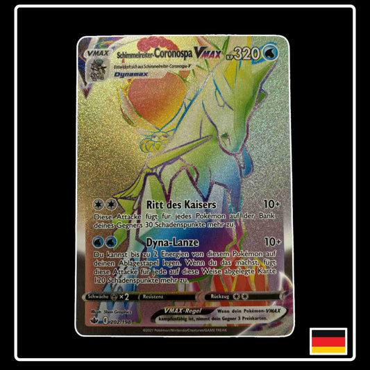 Pokemon Karte Schimmelreiter-Coronospa VMAX Rainbow 206/198 aus dem Schwert & Schild Set Schaurige Herrschaft