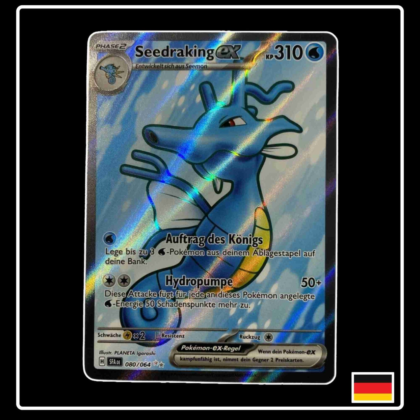 Seedraking ex Full Art seltene Pokemon Karte 080/064 aus dem Karmesin & Purpur Set Nebel der Sagen