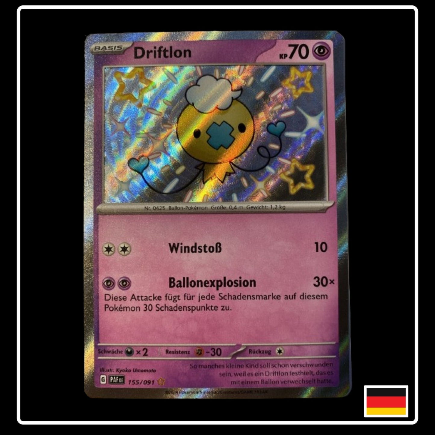 Shiny Driftlon Pokemon Karte aus Paldeas Schicksale in Deutsch