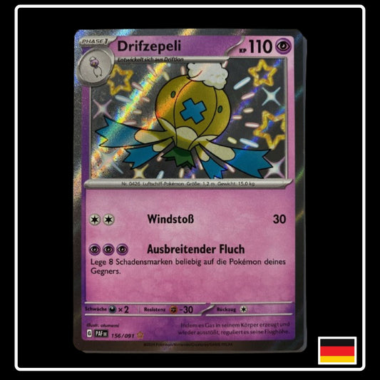 Shiny Drifzepeli Pokemon Karte aus Paldeas Schicksale in Deutsch